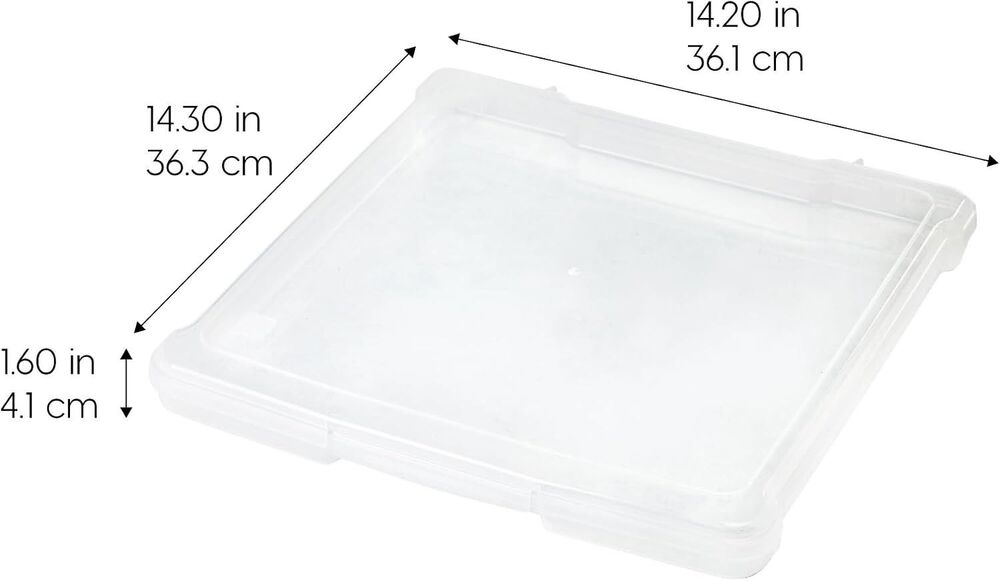 1 IRIS 1.5" Scrapbook Paper Snap Top Case Plastic Bin for Storage 12 1/2" Square
